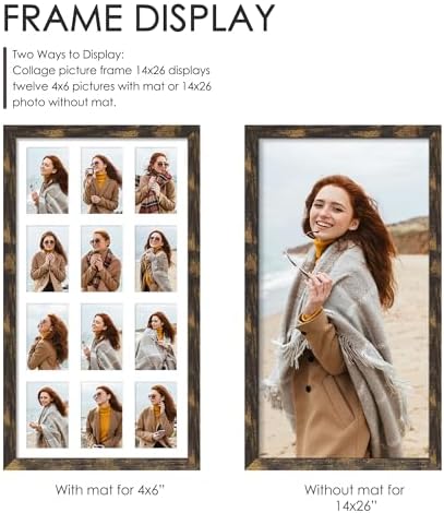 DUENPY 14x26 Collage Frame For 12 4x6 Photos Brown - Image 4