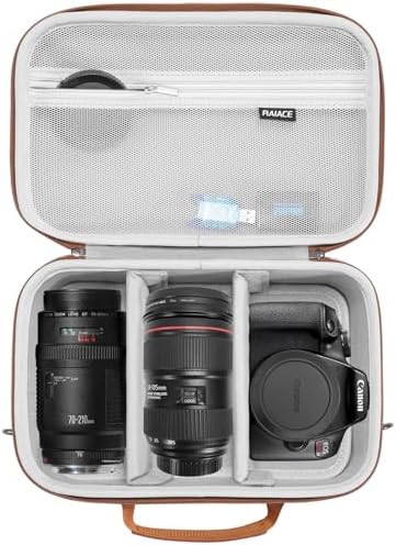 RAIACE Hard Carrying Case Compatible with Canon EOS Rebel T7/ T100/ T6/ R100/ R50/ R5/ R7/ R8, for Sony, for Nikon Camera. Large Capacity Camera Bag for Lens, Cables, Cards and Accessories. - Gray by RAIACE