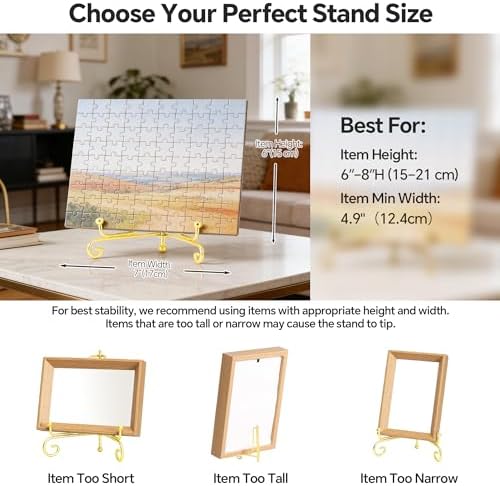 Artliving Plate Stands for Display, 6 Inch Decorative Plate Holder, Metal Picture Stand for Table, Small Easels for Display Card, Photo, and PSA Slab - Ideal for Party and Wedding (Gold, 4 Pack) - Image 5