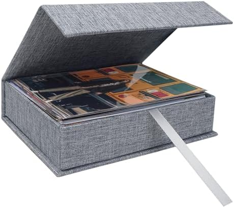 8x10 Photo Storage Box, Premium Linen Memory Box for Photos, Pictures, Certificates, Scrapbooking Supplies & Jewelry - Portable, Stackable Organizer for Home, Crafters & Collectors by CHERRICH