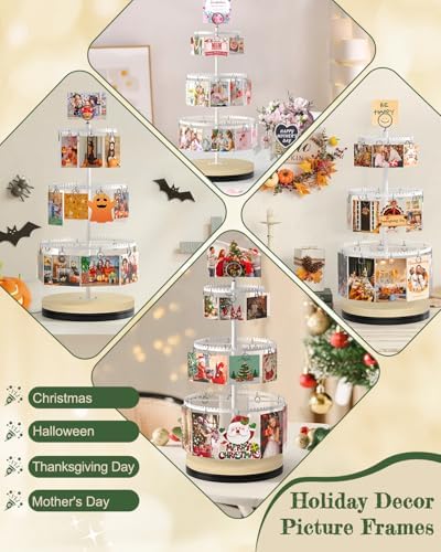 Bikoney 3-Tier Rotating Picture Stand with 30 Clips, Money & Gift Card Tree - Image 6