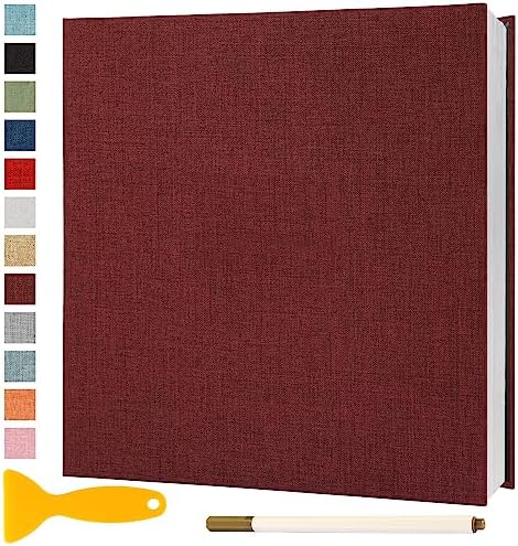 Photo Album Self Adhesive Pages 11x10.6 Scrapbook Red 60 Pages by Semfalbuums