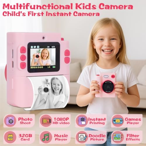 Cudinham Kids Camera Instant Print, Gifts for Age 3-12 Kids, 5 Rolls Paper - Image 2