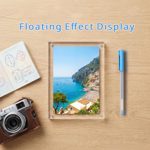 Meetu Acrylic Picture Frame 4x6,Clear Freestanding Double Sided 20mm Thickness Frameless Magnetic Photo Frames Desktop Display with Gift Box Package(1 Pack) - Image 4