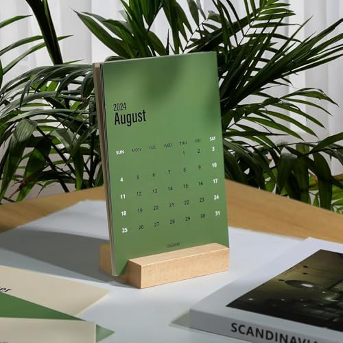 UNIQOOO 3.5" Birch Wood Stand for Monthly Desk Calendar, Wooden Block Base, Cardstock Holder, For Office Home Retail Reception Decor, Photo Display, 2 Pack - Image 2