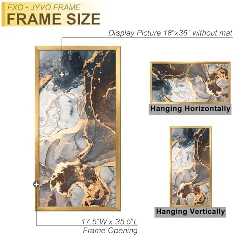Fxojyvo 18x36 Picture Frame Gold Engineered Wood Wall Hanging - Image 4