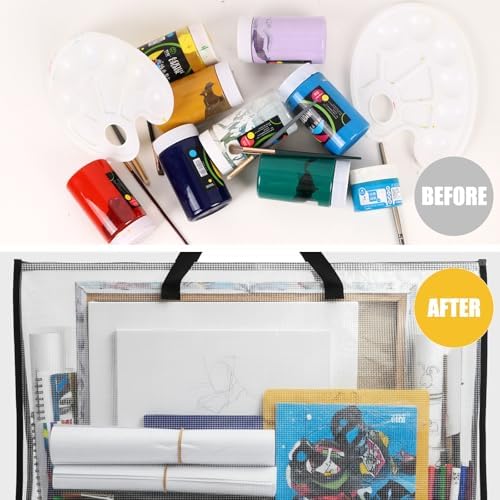 EOOUT 2 Pack 24x36 Inches Art Portfolio Case, Portfolio Folder for Artwork, Posters Storage Bag with Zipper and Handle Mesh Folder Organizers for Poster, Scrapbook, Keepsake and Bulletin Board - Image 6