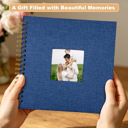 8 x 8 Inch Scrapbook Photo Album Linen Cover Hardcover Kraft Memory Book - Image 7