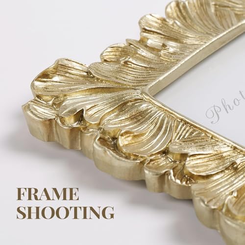 Cuspin 8x10 Picture Frame Vintage Gold Palm Leaf Textured Resin Frames - Image 2
