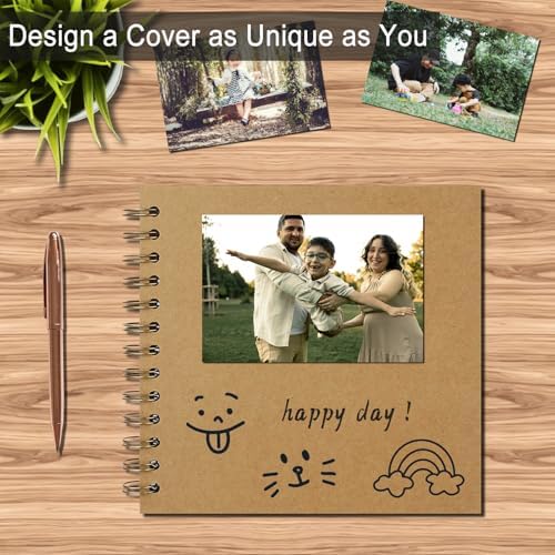 DIY Scrapbook Album 7x7 Inch, Hardcover Kraft Paper Scrap Book Photo Album, Blank Page Memory Scrap Book for DIY Crafts, Traveling, Wedding, Anniversary, Birthday, 40 Pages (20 Sheets), Khaki - Image 5