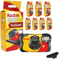Kodak Funsaver Disposable Camera Bulk one time Single use 7-Pack 27exp 35mm Camera Bundled with Balveli Premium Microfiber Cloths - Bulk Kodak Disposable Film Camera 35mm by Unknown