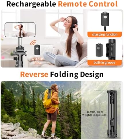 XXZU 74" Magnetic Phone Tripod with Phone Clip for Magsafe, Camera Tripod - Image 6