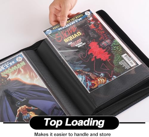 D DACCKIT Comic Binder，Comic Book Album with Sleeves Fits Regular Comics and Comic Bagged and Boarded - Comic Storage Binder Holds 24 Comic Books（Model A，Sky Blue） - Image 5