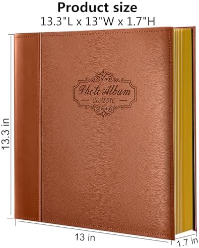 Photo Album Holds 3X5, 4X6, 5X7, 6X8, 8X10 Photos, Leather Cover, Magnetic Self-Stick Page, Hand Made DIY Albums (Brown, Large) (Pack of 2) - Image 6