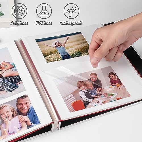 HoneyTolly Large Photo Album Self Adhesive, DIY Scrapbook Album for 4x6 8x10 10x12 Pictures, 60 Pages Linen Cover Memory Book, Ideal Gift for Family Wedding Baby Christmas Anniversary(White) - Image 4