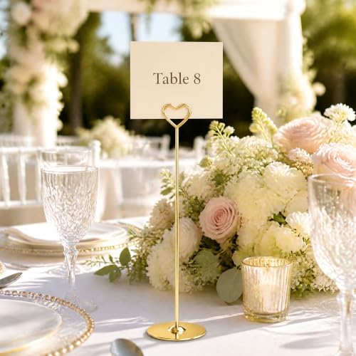 Urban Deco 16PK Gold Table Number Holders 12 Inch Place Card Holders Table Card Holders Steel Card Holders for Photos, Food Signs, Memo Notes, Weddings, Restaurants, Birthdays - Image 6
