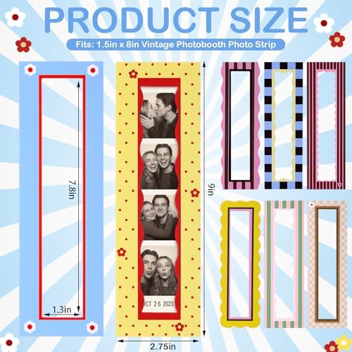 Tellegloww 8 Pcs Magnetic Photo Booth Strip Frame, Cute, 1.5 x 8 in - Image 2