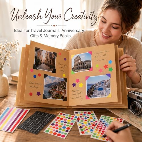 6 x 8 Inch Small Scrapbook Album with Brown Inner Pages - Image 5