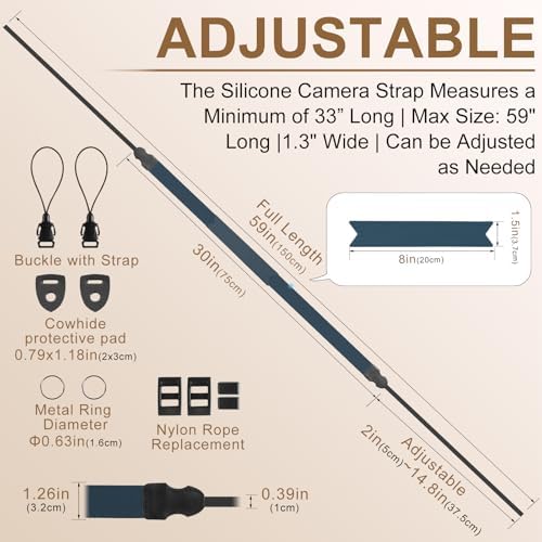 FIEIL Neck Strap Silicone Camera Straps - Padded Camera Strap, 1.5" Wide Adjustable Nylon Shoulder Strap - Compatible with Canon, Nikon, Sony, and More DSLR and Mirrorless Cameras (Royal Bule) - Image 4