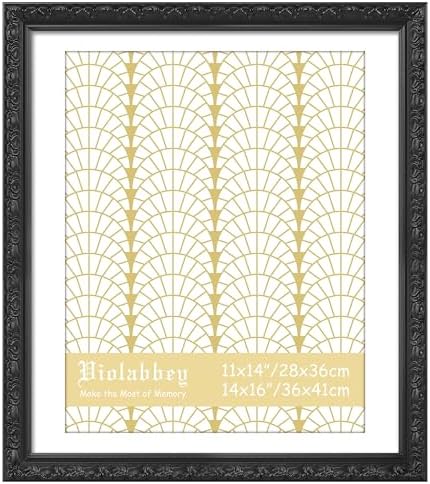 VIOLABBEY 14x16 Picture Frame Black, Ornate Vintage Photo Frame by violabbey