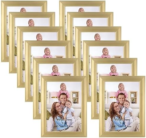 Giftgarden 5x7 Picture Frame Gold Set of 12, Multi Modern 5 x 7 Frames Bulk for Wall or Tabletop Display by Giftgarden