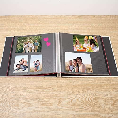 Large Photo Album Self Adhesive for 4x6 8x10 Magnetic Scrapbook Album DIY 60 Black Sticky Pages Linen Cover Photo Album(White) - Image 3