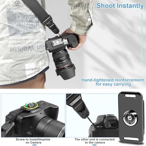 FIEIL Camera Strap with Quick Release Plate, Universal Camera Strap with Quick Release and Connection, Smooth and sturdy, Equipped with Comfortable Silicone Shoulder Pad, Strap Width 1.5''(3.8cm) - Image 4