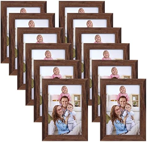 Giftgarden 4x6 Picture Frame Brown Set of 12, Multi Rustic Walnut Wood-Color 4 by 6 Photo Frames Bulk for Wall or Tabletop Display by Giftgarden