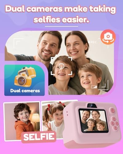 Dylanto Kids Camera Instant Print,1080P Kids Instant Cameras that Print Photos,Christmas Birthday Gifts for Girls Age 3-12,Portable Toy for 3 4 5 6 7 8 9 10 Year Old Girls Boys Pink - Image 5