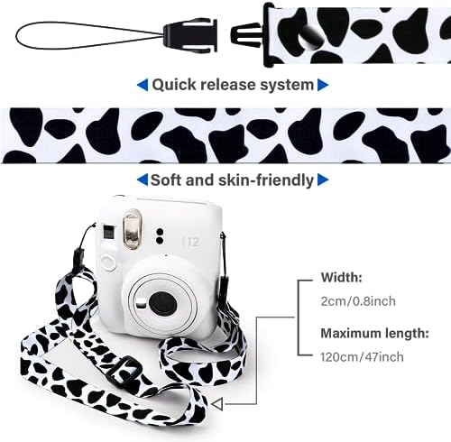 VOVMOEYA Camera Strap,Cute Camera Lanyard Neck Strap,iPad Strap,Cute Camera Strap for Fujifilm mini Camera Kodak Smile + Smile plus,pink,Black and White - Image 2