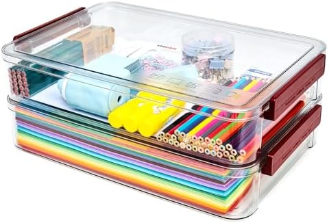 CATOOMUU 2-Pack 9x13 Clear Plastic Project Case Stackable Storage Box by CATOOMUU