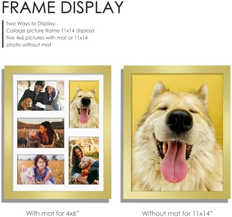 DUENPY 11x14 Collage Frame For 5 4x6 Photos Gold - Image 4