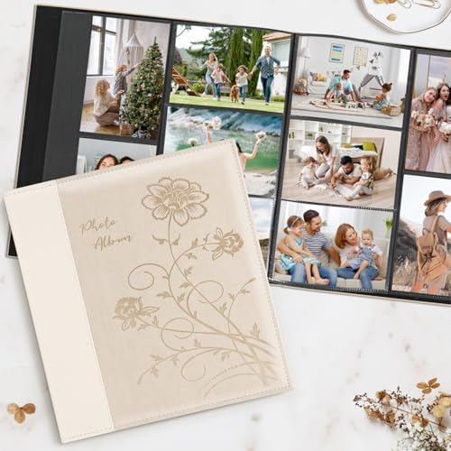 Artmag Photo Picutre Album 4x6 600 Photos, Extra Large Capacity Leather Cover Wedding Family Photo Albums Holds 600 Horizontal and Vertical 4x6 Photos with Black Pages(Beige) - Image 4
