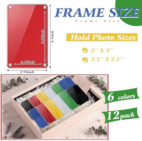 AceOrbit 12 Pack Rainbow Magnetic Picture Frames Acrylic Fridge Magnetic Frame Back to School Locker Decor 2.9x4.1in Double Sided for Refrigerator Dorm Office Bulletin Board Instant Photos - Image 4