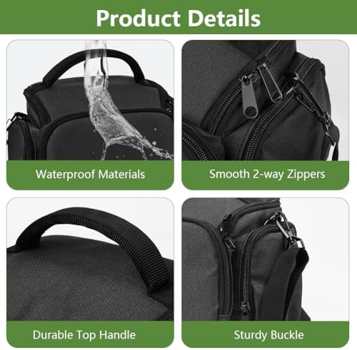 Ainiv DSLR Camera Bag, Large Waterproof Anti-Shock SLR Camera Case, Black - Image 6