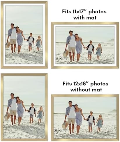 Americanflat 12x18 Poster Frame 5-Pack - Matted to 11x17 - Gold - Image 4