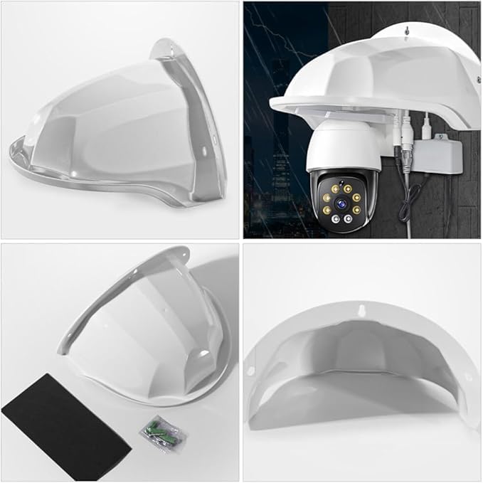 54648999Coolotic Universal Security Camera Sun Rain Cover, Outdoor CCTV Camera Weather Shield Protective Roof Compatible with Hikvision, Nest, Ring, Dome & Bullet Cameras, 2 Pack White - Image 3