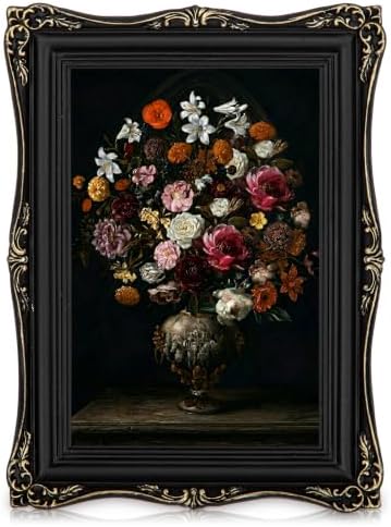 Black Vintage Picture Frame 4x6, Antique Ornate Photo Frame Décor by Arborus