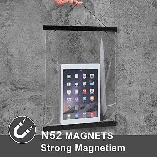 WITCOLOR Magnetic Poster Hanger, 30x20 30x30 30x40 Poster Frame Wood Wooden Magnet Print Posters Dowel Scroll Hanger Hangers Hanging Kit for Walls Map Canvas Artwork (Black, 30") - Image 3