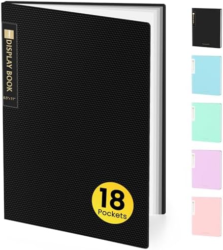 Sooez Binder with Plastic Sleeves 18-Pocket, Displays 36 Pages, 8.5"x11" by Sooez