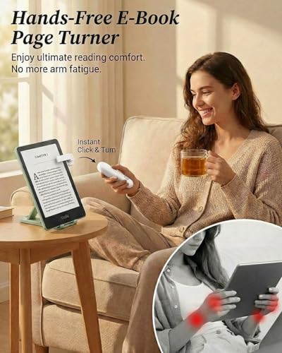 RF Remote Control Page Turner with Upgrade LCD Power Display, Wireless Reading Clicker for Kindle Paperwhite Kobo Oasis iPad, Phone Camera Remote Trigger, 36-Month Warranty (White) - Image 3