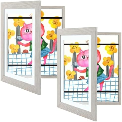 2 Pack 10x12.5 Front-Opening Kids Artwork Frames Changeable (Grey) by GoldenStateArt