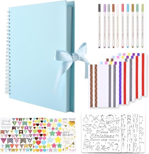 GOTIDEAL 12 x 12 Inch Scrapbook Album with 10 Metallic Markers, Blue by GOTIDEAL