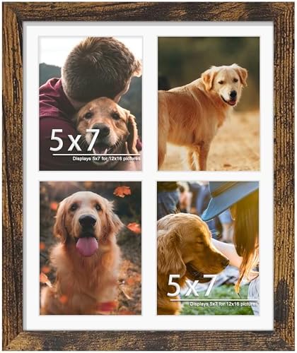 DUENPY 12x16 Collage Frame For 4 5x7 Photos Brown by DUENPY