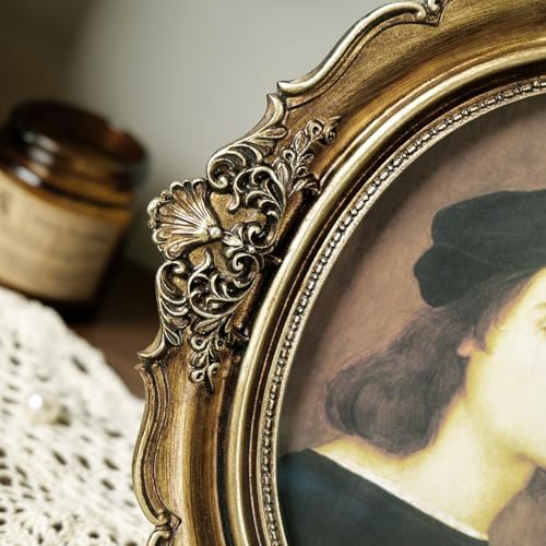 Cuspin 4x6 Vintage Picture Frame Gold Oval Ornate Resin Photo Frame - Image 3