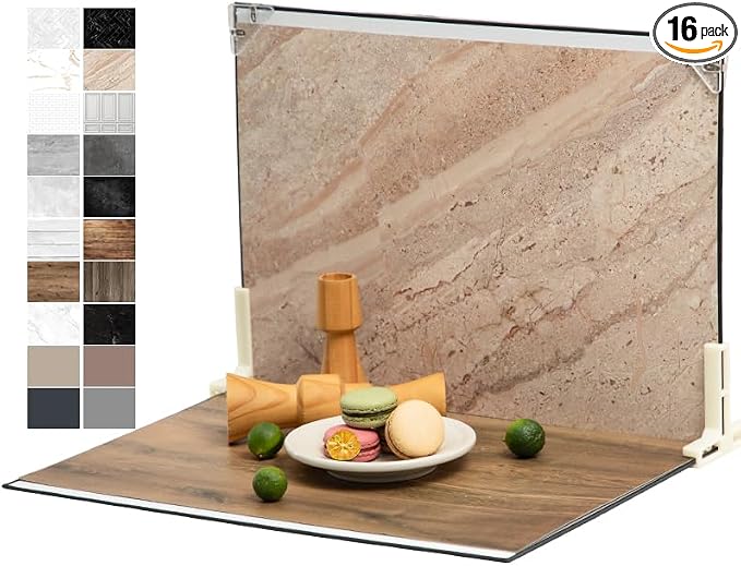 16 x 11.5 in Product Photography Backdrops, 10 Sheets, 20 Patterns | Compact Double-Sided Backdrops for Food, Jewelry, Cosmetics, Candles, Crafts and Content Creation by MDAOCRY