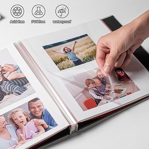 Large Photo Album Self Adhesive with Picture Display Window, DIY Scrapbook Album for 4x6 8x10 Pictures, 40 Pages Linen Cover Memory Book with Scraper and Metallic Pen(Grass Green) - Image 3