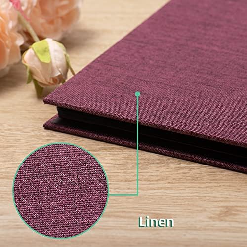 Large Photo Album Self Adhesive for 4x6 8x10 Magnetic Scrapbook Album DIY 60 Black Sticky Pages Linen Cover Photo Album(Purple) - Image 4
