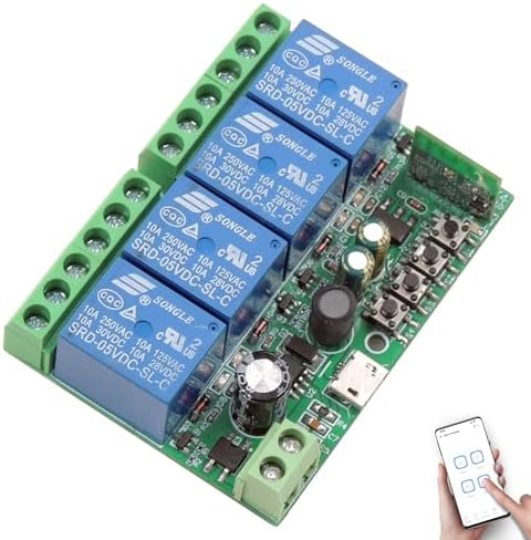 DieseRC 4 Channels WiFi Smart Switch, DC 5V 12V 24V 36V Passive Output Relay Module Ewelink APP WiFi Control Compatible with Alexa/Google Home, Inching/Self-Locking Switch by DieseRC