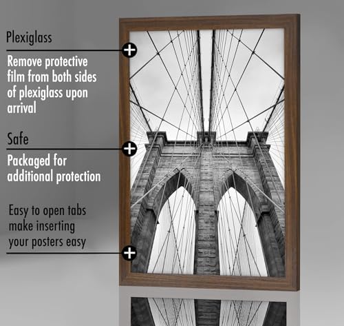 Americanflat 20x30 Poster Frame - Mahogany Engineered Wood with Polished Plexiglass - Wide Picture Frame for Vertical or Horizontal Wall Display - Epic Collection - Mahogany - Image 3